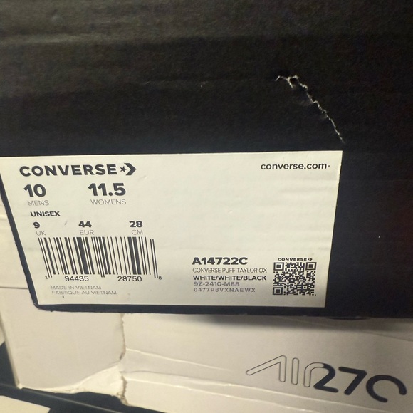 Converse White/black puff all star Sneakers. Men’s size 10 no box top. - Picture 6 of 6